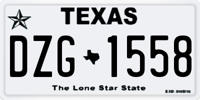 TX license plate DZG1558