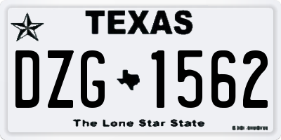TX license plate DZG1562