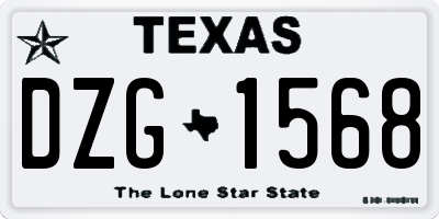 TX license plate DZG1568