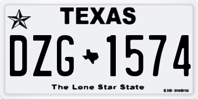 TX license plate DZG1574