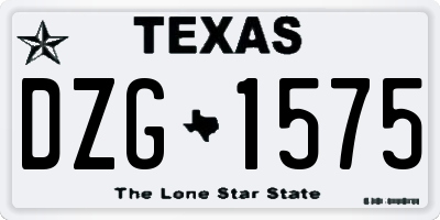 TX license plate DZG1575