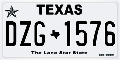 TX license plate DZG1576