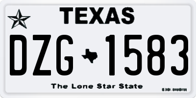 TX license plate DZG1583