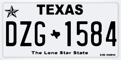 TX license plate DZG1584