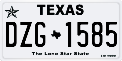 TX license plate DZG1585