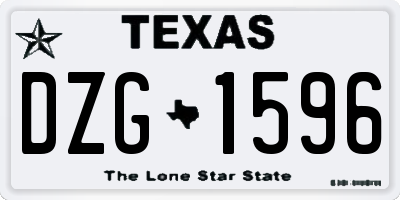 TX license plate DZG1596