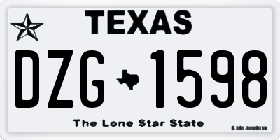 TX license plate DZG1598