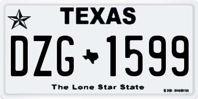 TX license plate DZG1599