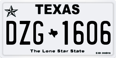 TX license plate DZG1606