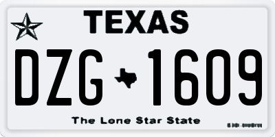 TX license plate DZG1609