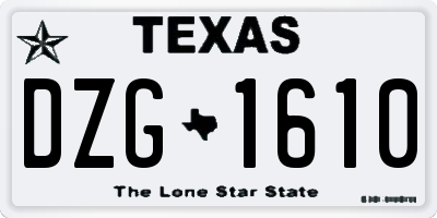 TX license plate DZG1610