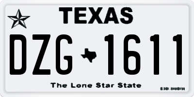 TX license plate DZG1611