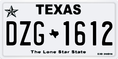 TX license plate DZG1612