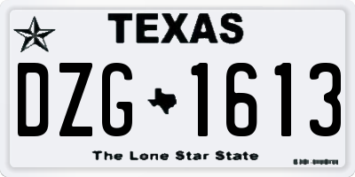 TX license plate DZG1613