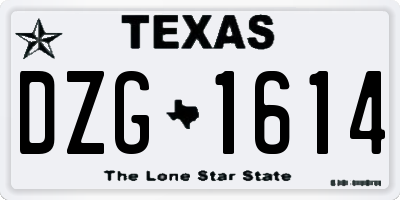 TX license plate DZG1614