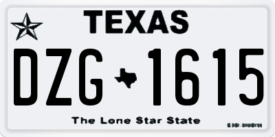 TX license plate DZG1615