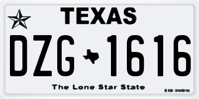 TX license plate DZG1616