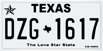 TX license plate DZG1617