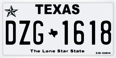 TX license plate DZG1618