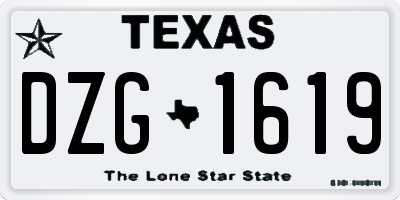 TX license plate DZG1619