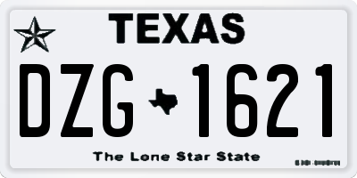 TX license plate DZG1621