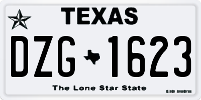 TX license plate DZG1623