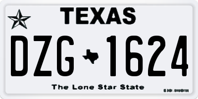 TX license plate DZG1624