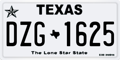 TX license plate DZG1625