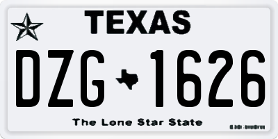 TX license plate DZG1626