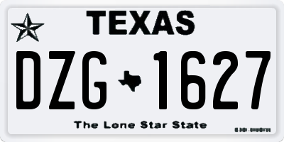 TX license plate DZG1627