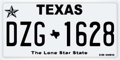 TX license plate DZG1628