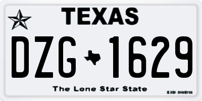 TX license plate DZG1629