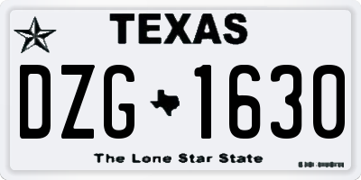 TX license plate DZG1630