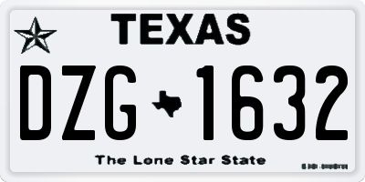 TX license plate DZG1632