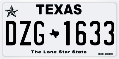 TX license plate DZG1633
