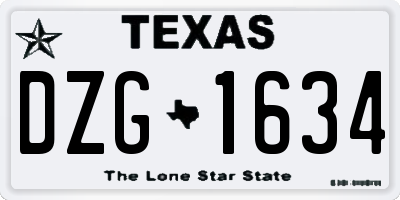 TX license plate DZG1634
