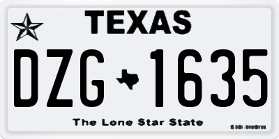 TX license plate DZG1635
