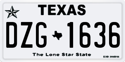 TX license plate DZG1636