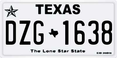 TX license plate DZG1638
