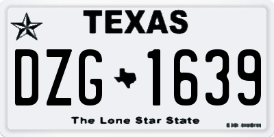 TX license plate DZG1639