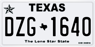 TX license plate DZG1640