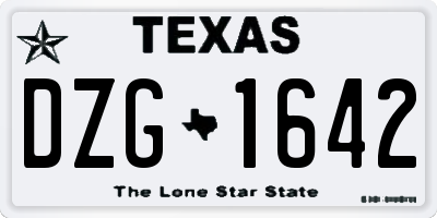 TX license plate DZG1642
