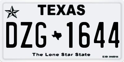 TX license plate DZG1644