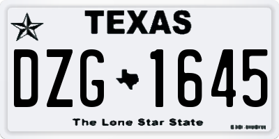 TX license plate DZG1645