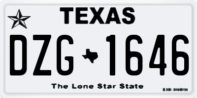 TX license plate DZG1646