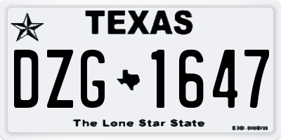 TX license plate DZG1647