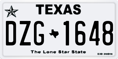 TX license plate DZG1648