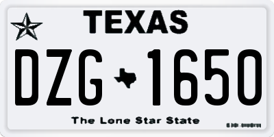 TX license plate DZG1650