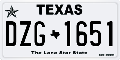 TX license plate DZG1651