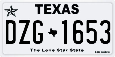 TX license plate DZG1653